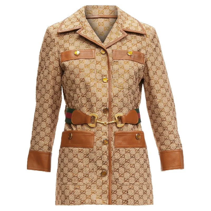 Holiday Glam Gucci aria crystal embellished horsebit web belt gg canvas jacket