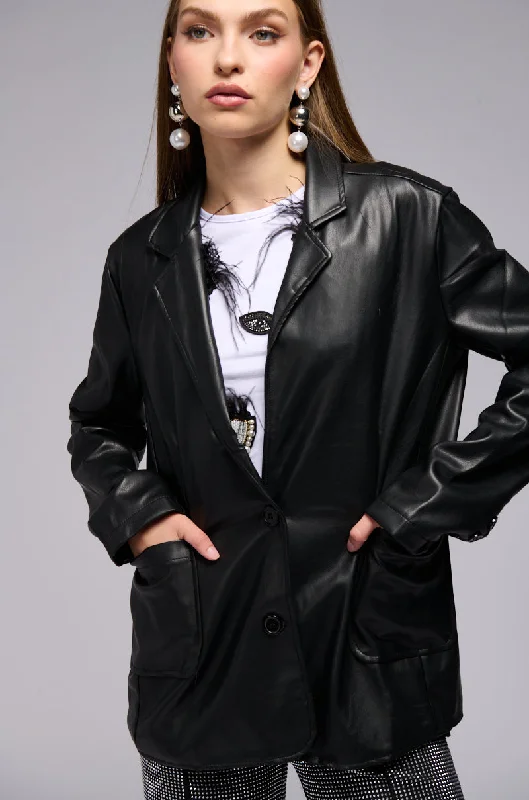 Crazy Discounts, Hurry Up EVERYDAY CASUAL FAUX LEATHER BLAZER