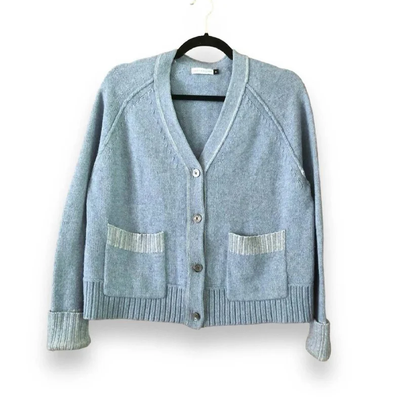 Stylish Savings Women's Jean Cardigan Sweater In Blue