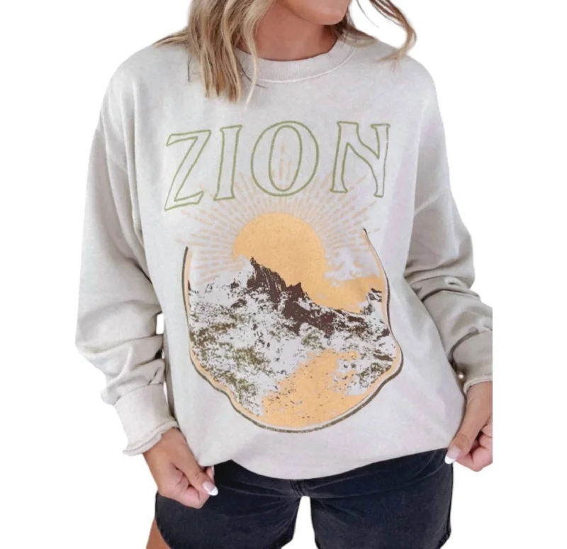 Flash Sale Fever Zion Graphic Crewneck Sweatshirt In Taupe