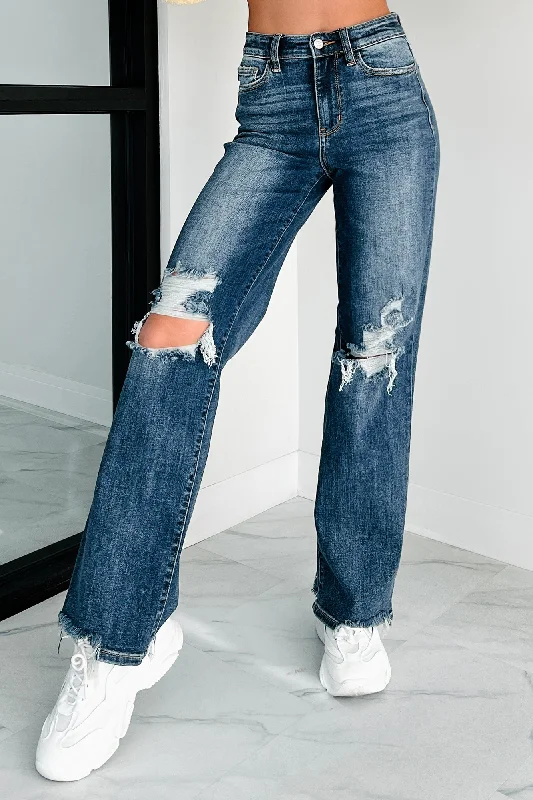 Flash Sale Hagan Judy Blue High Waist 90's Distress Straight Leg Jeans (Dark)