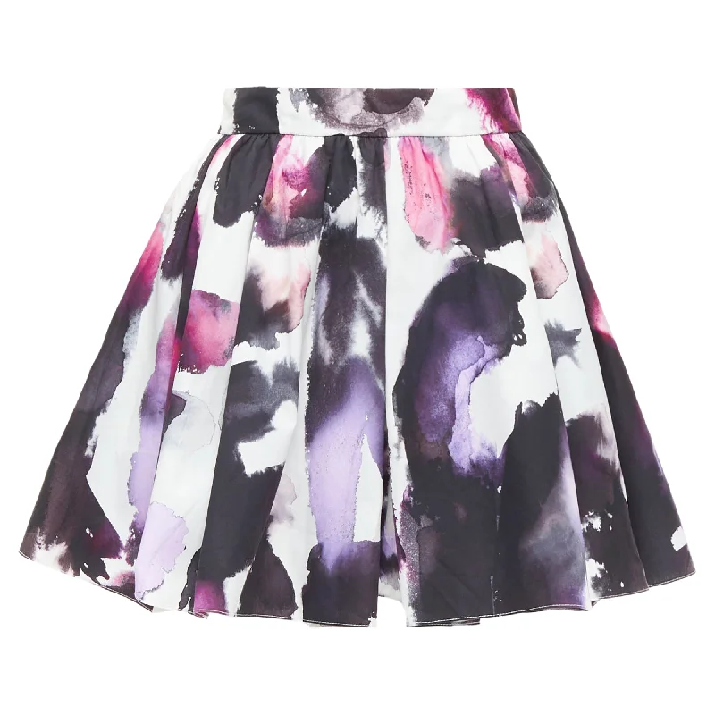 Trendy Clothing Sale Alexander McQueen watercolor paint print pleated skirt