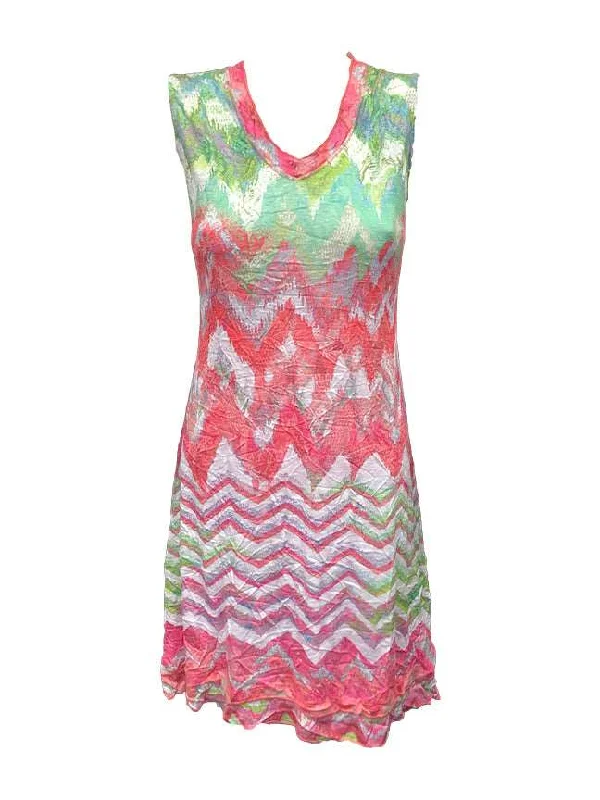 Fashion Frontiers Crushed Zag Sleeveless Dress