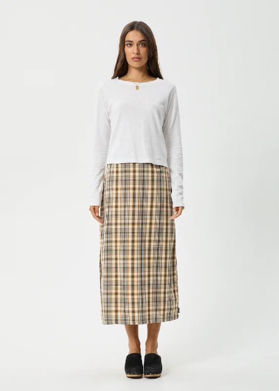 Trend Forward Threads AFENDS Womens Check Out - Midi Skirt - Moonbeam Check