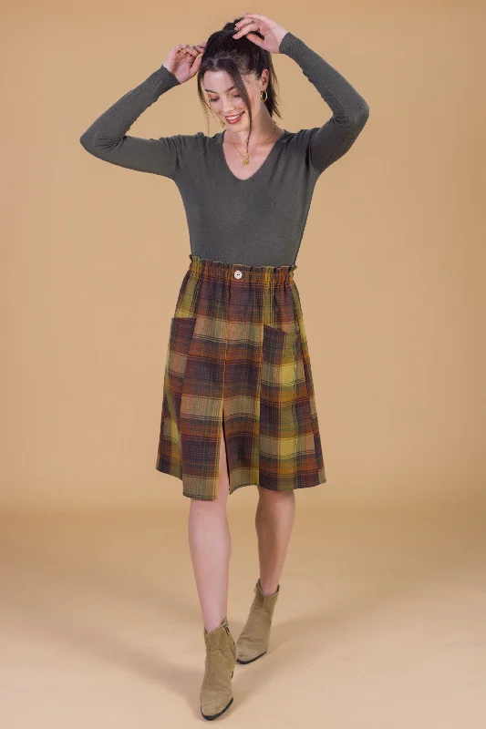 Don't Miss Out Skirt Cailen Earthy Plaid