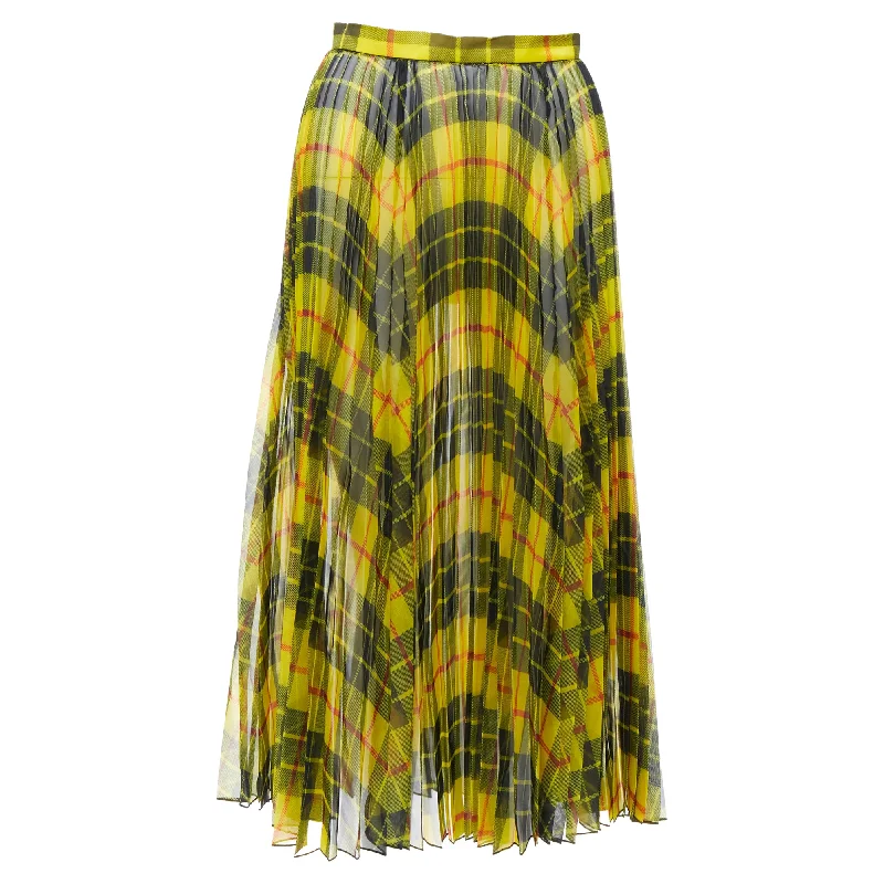 Quick Grab Deals Junya Watanabe sheer punk plaid tartan pleated midi skirt