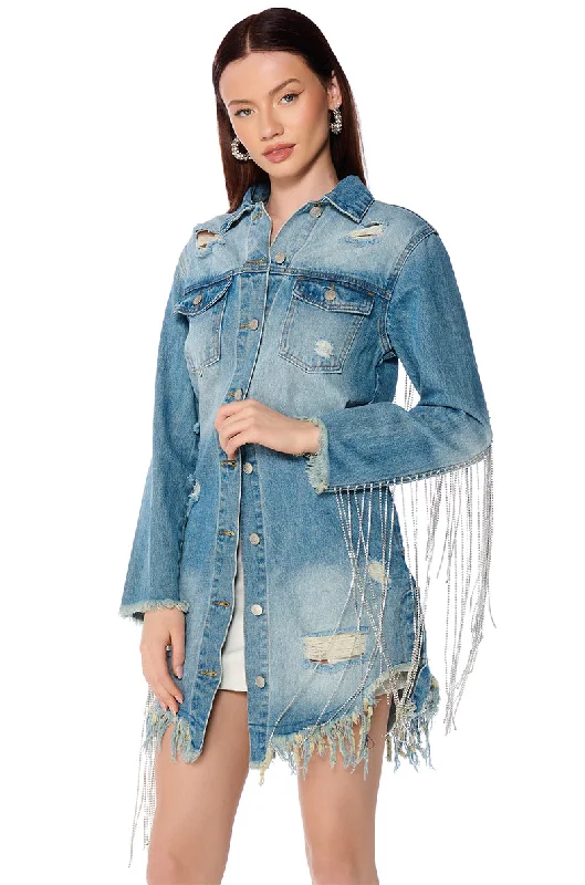 Limited Edition DOLLYS SIS RHINESTONE LONG DENIM JACKET