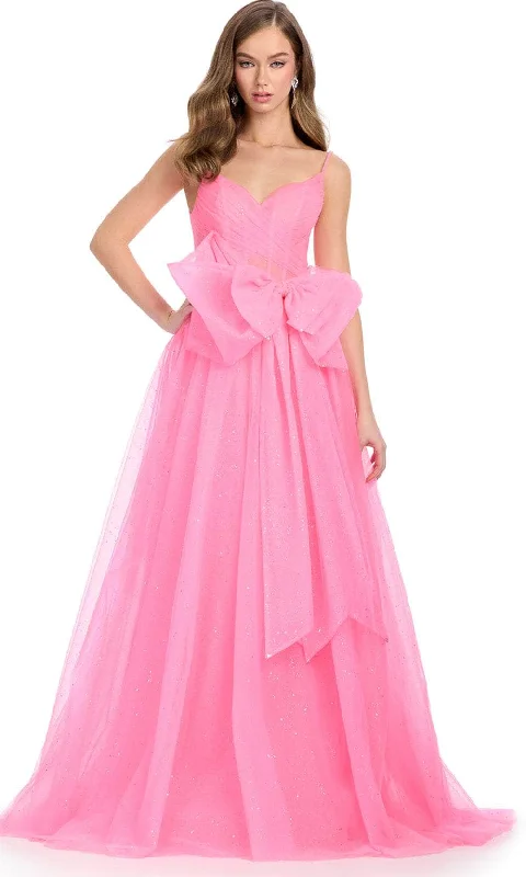 Elegant Ensemble Ashley Lauren 11841 - Sweetheart Glitter Prom Dress with Bow