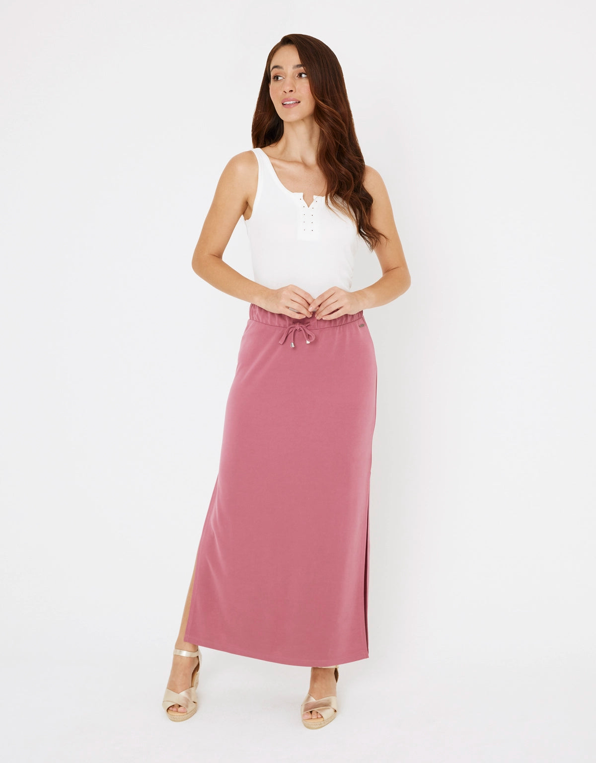 Chic Trend Collection Falda Midi Rosa - Claudina