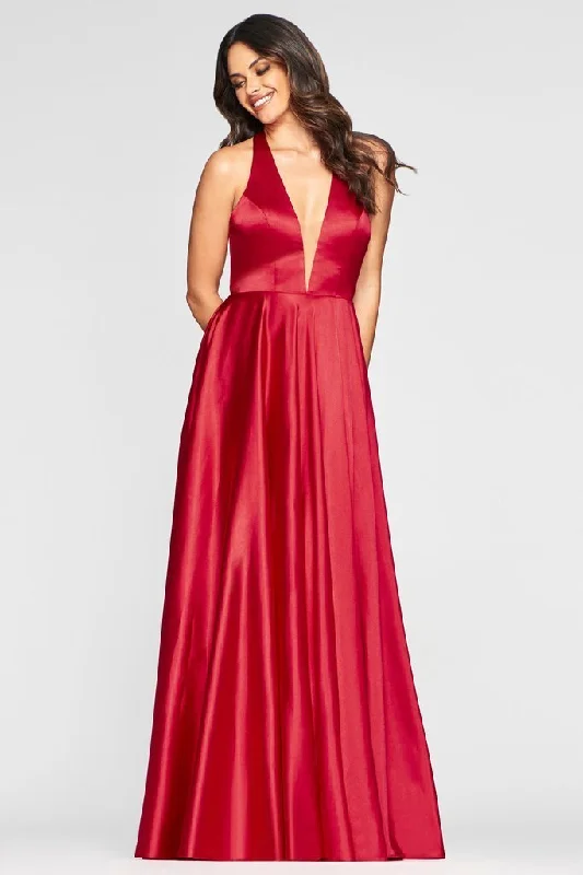 Stylish Looks Faviana - S10403SC Sleeveless Deep V-Neck Charmeuse A-line Dress