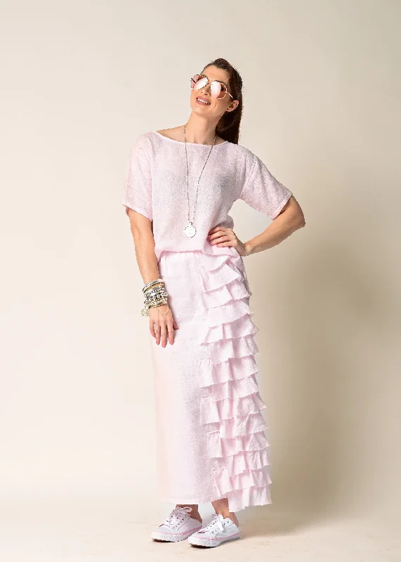 Eclectic Style Wardrobe Eve Linen Skirt in Blush