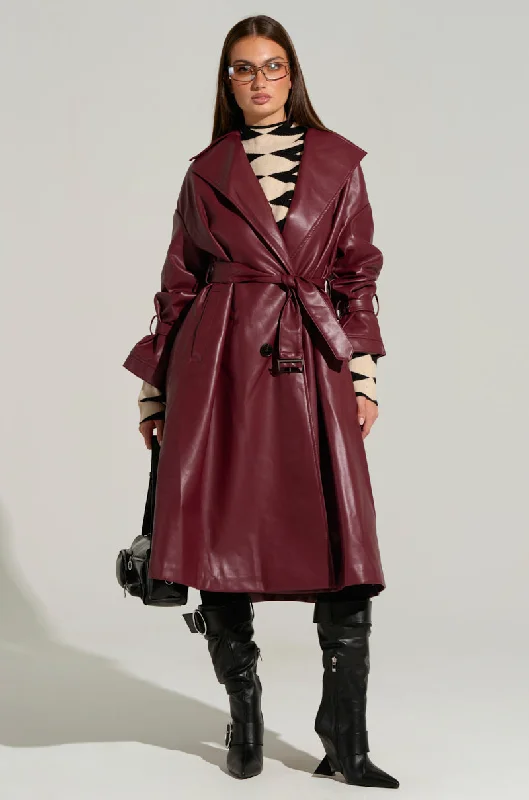 Trend Driven Wardrobe ALINNA FAUX LEATHER TRENCH