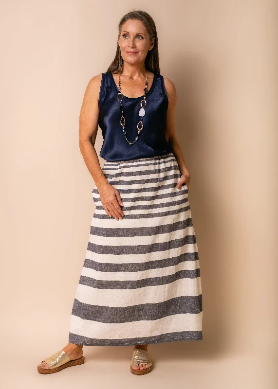 Gorgeous Glamour Collection Sinclair Linen Blend Skirt in Navy