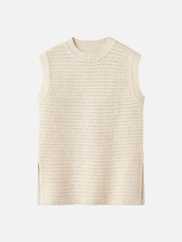 Celebrate With Big Savings Rib Knitted Vest in Beige