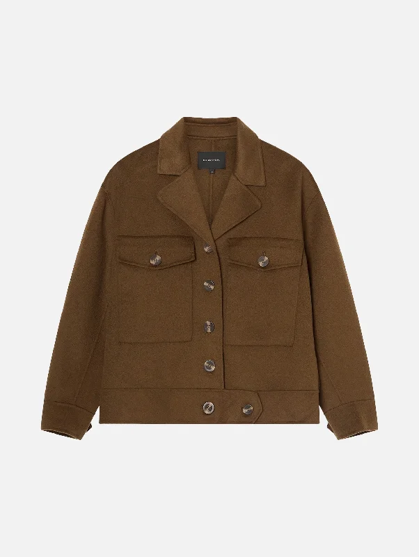 Stylish Savings Florentine Cashmere Worker Jacket in Pecan