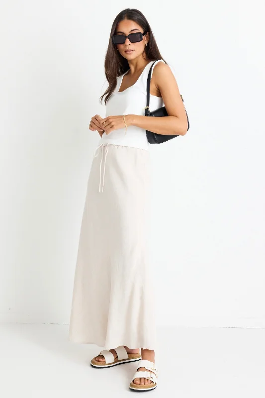 Catch Every Fashion Trend Summit Natural Tie Waist Bias Maxi Skirt