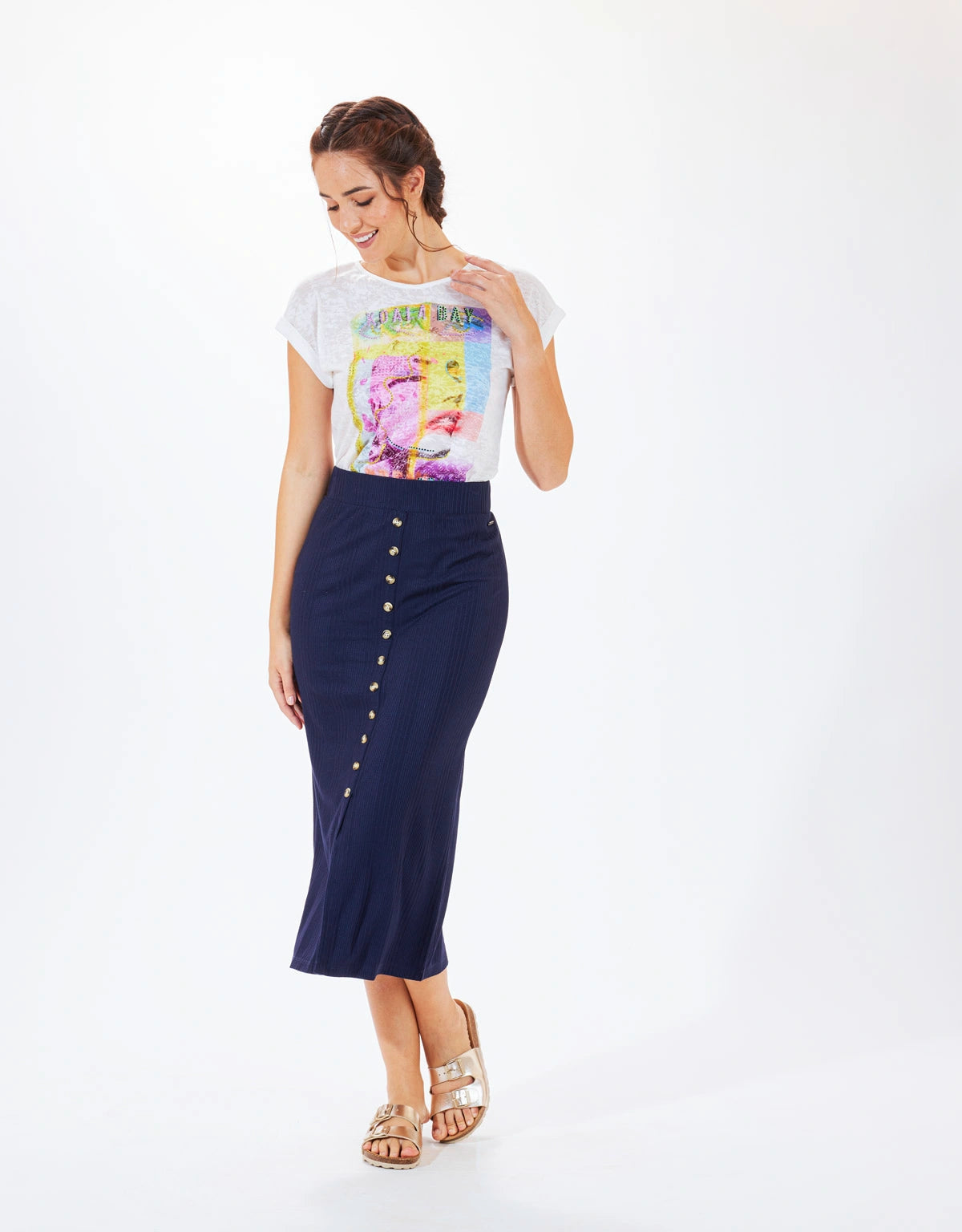 Quality Wear Falda Midi Botones - Ere