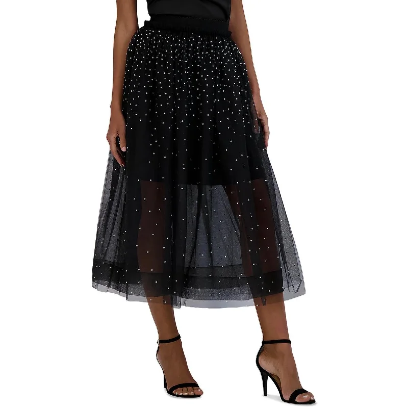 Flash Sale Now Womens Embellished Ruffled Midi Skirt