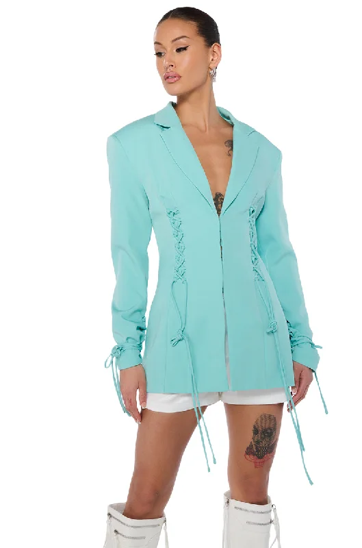 Style Redefined LACED TEAL FITTED BLAZER