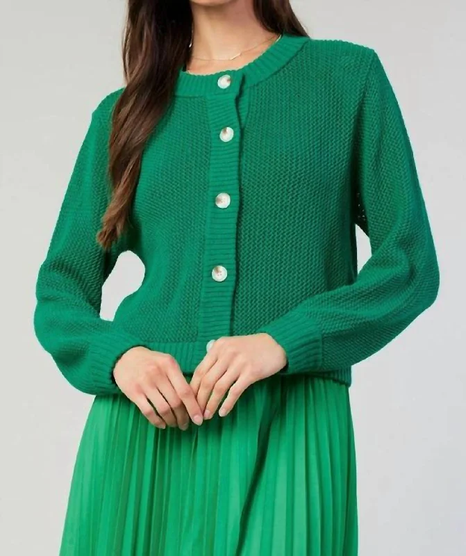 Flash Sale, Don't Miss Long Sleeve 5-Button Cardigan In Pine Green