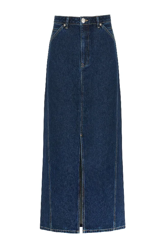 Travel Essentials Midi Denim Skirt