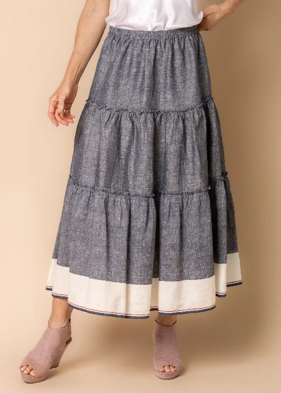 Best Sellers Davina Linen Blend Skirt in Navy