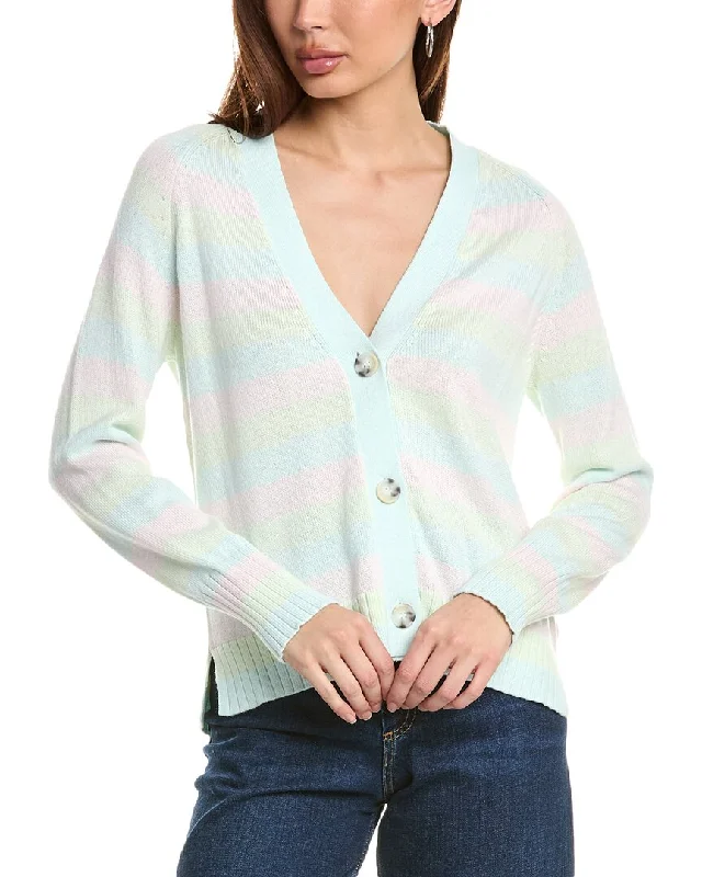 Cool Prices Hannah Rose Marled Stripe Cashmere-Blend Cardigan