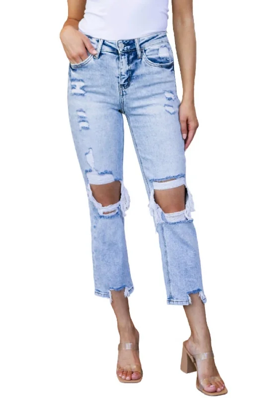 Trend Setting Wardrobe High Rise Crop Straight Jeans In Acid Wash