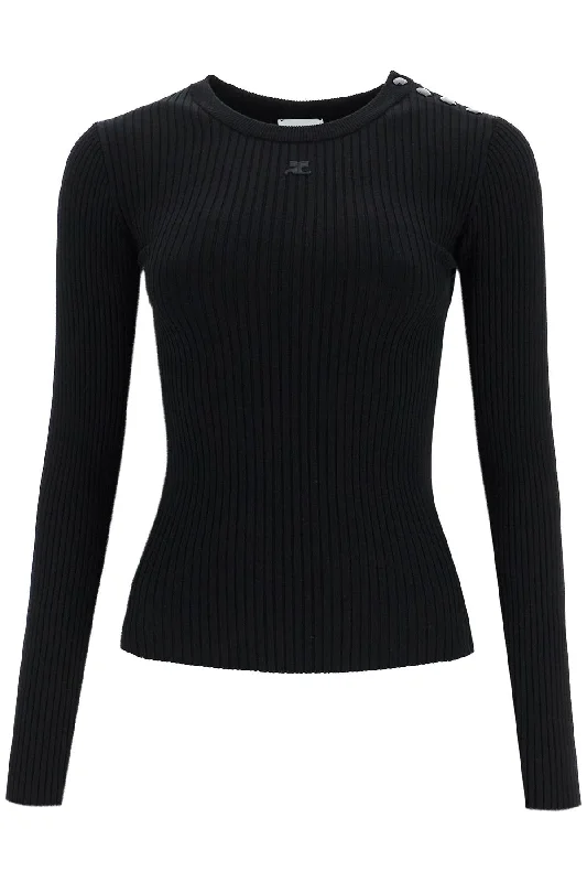 Ethnic Cultural Event Wear Courreges Women's 'Ribbed Stretch Knit Pullover Sweater