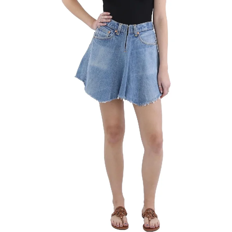 New Styles Just In Womens Jean Skirt Frayed Edge Mini Skirt