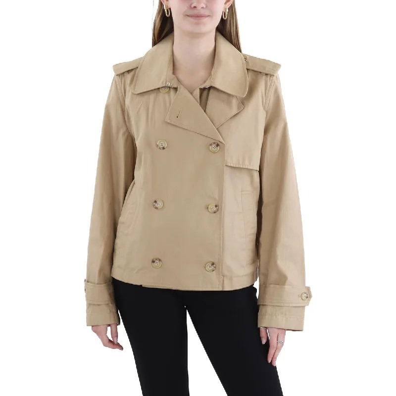 Seasonal Picks Womens Double-Breasted Short Trench Coat