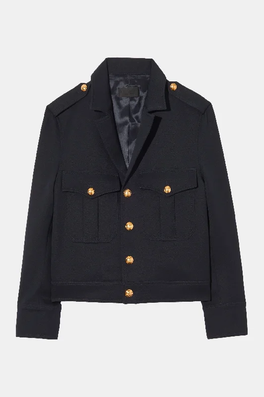 Hot Sale Lourdes Cropped Military Blazer in Midnight