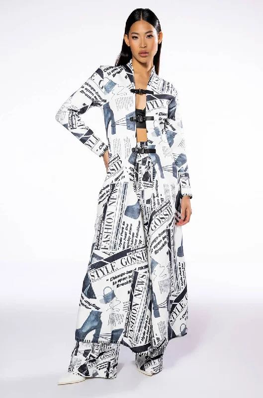 Redefining Women's Style PARTY LIKE ITS 2002 NEWSPAPER PRINT LONG CARDIGAN