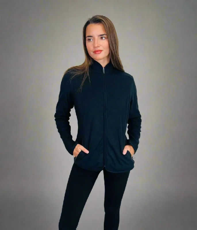 Disco - Inspired Retro Dance Look Black Funnel Neck Activewear Fleece