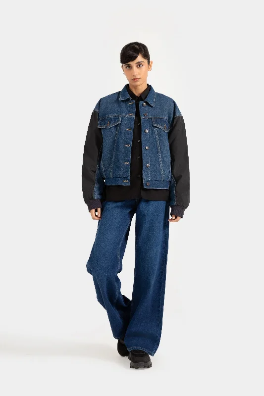 Hot Brand Discounts Contrast Denim Bomber Jacket