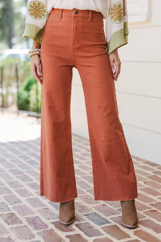 Fashionista Favorites Going Strong Rust Orange Cropped Jeans